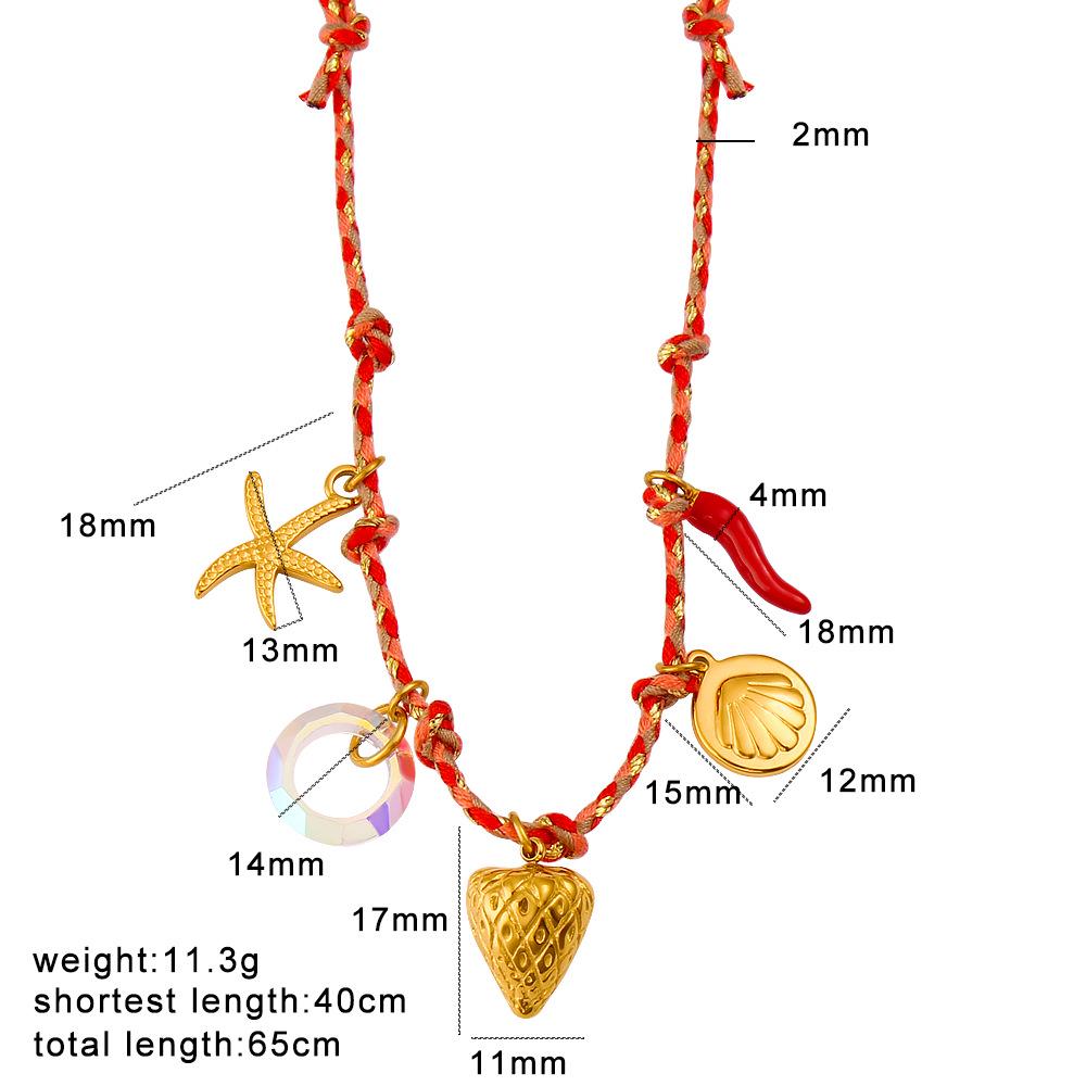 Trendy Knotted Rope DIY Multi-Pendant Necklace: Titanium Steel 18K Gold Adjustable Braided Luxury Clavicle Chain