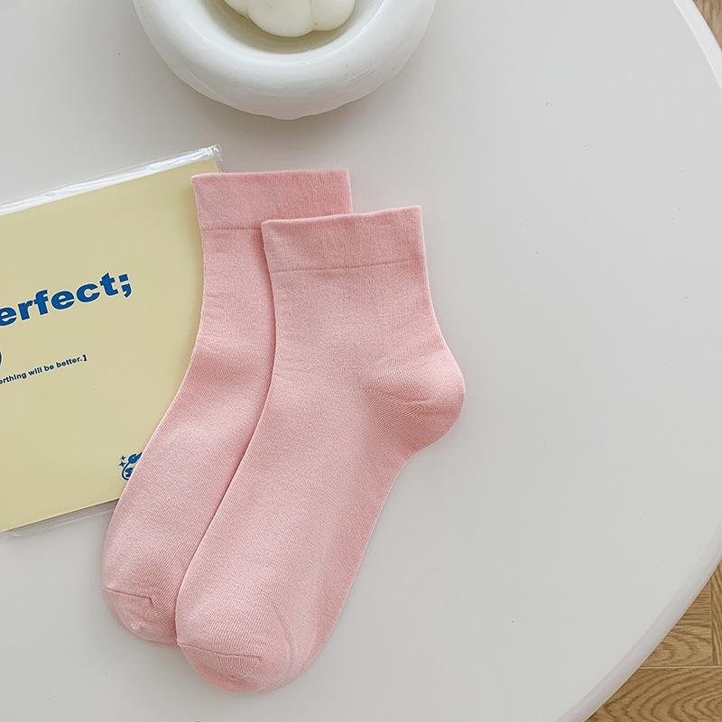 

Milky White Boneless Mid-Calf Women s Socks - Pure Cotton, Solid Color, Loose Cuff, Black Slouch Style, Ideal for Postpartum Use. One Size