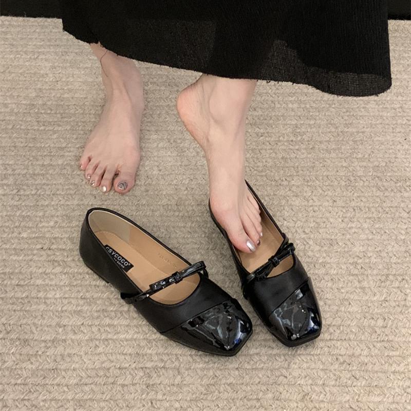 Women's Flats 2025 Spring Patchwork Slip on Flat Shoes New Designer Bowtie Ballet Flats for Female Mary Janes Shoes