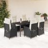 VidaXL Garden Dining Set Cushions 7pcs Black Wicker 3213169