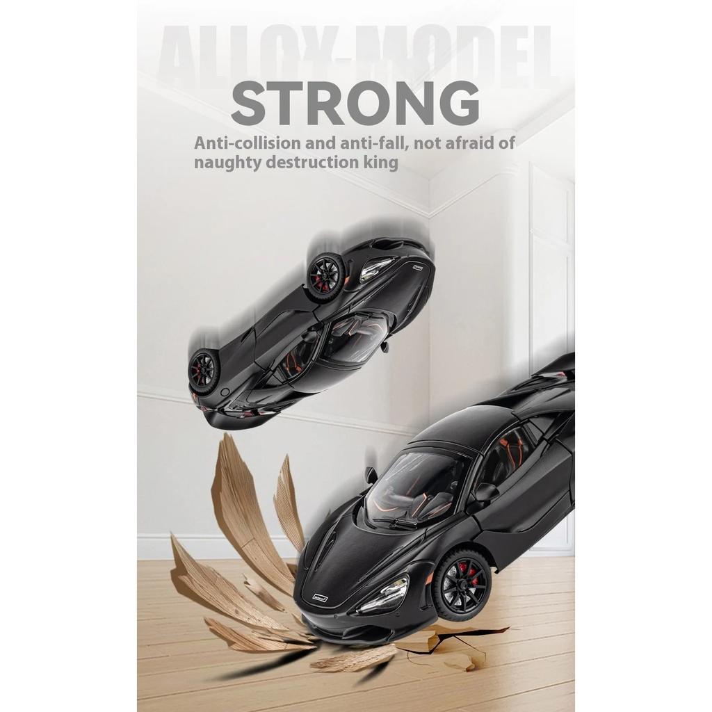 Super Sportcar Toy Simulation 1/24 McLaren 720s Car Model Alloy Die Cast with Sound Light Pull Back Toys Vehicles Models Children Gifts