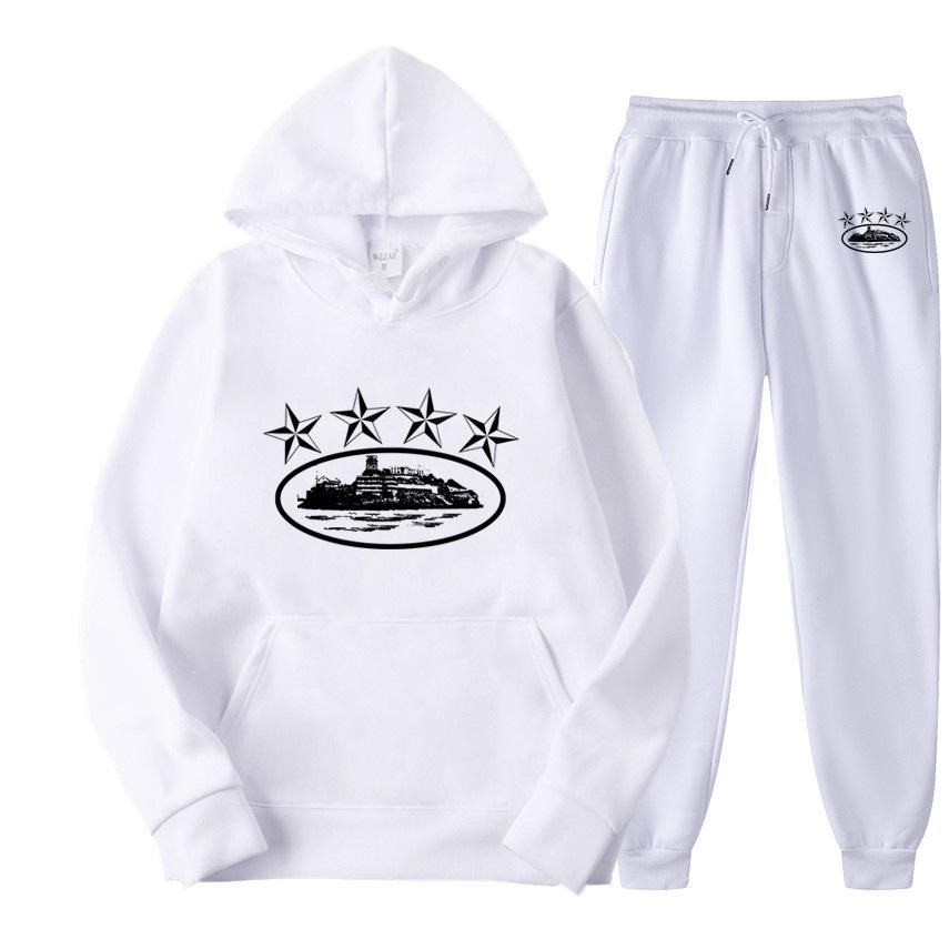 Corteiz Modny Luźny Zestaw Bluza Streetwear - Unisex Casualowy Styl Hip Hopowy Amerykański na Jesień