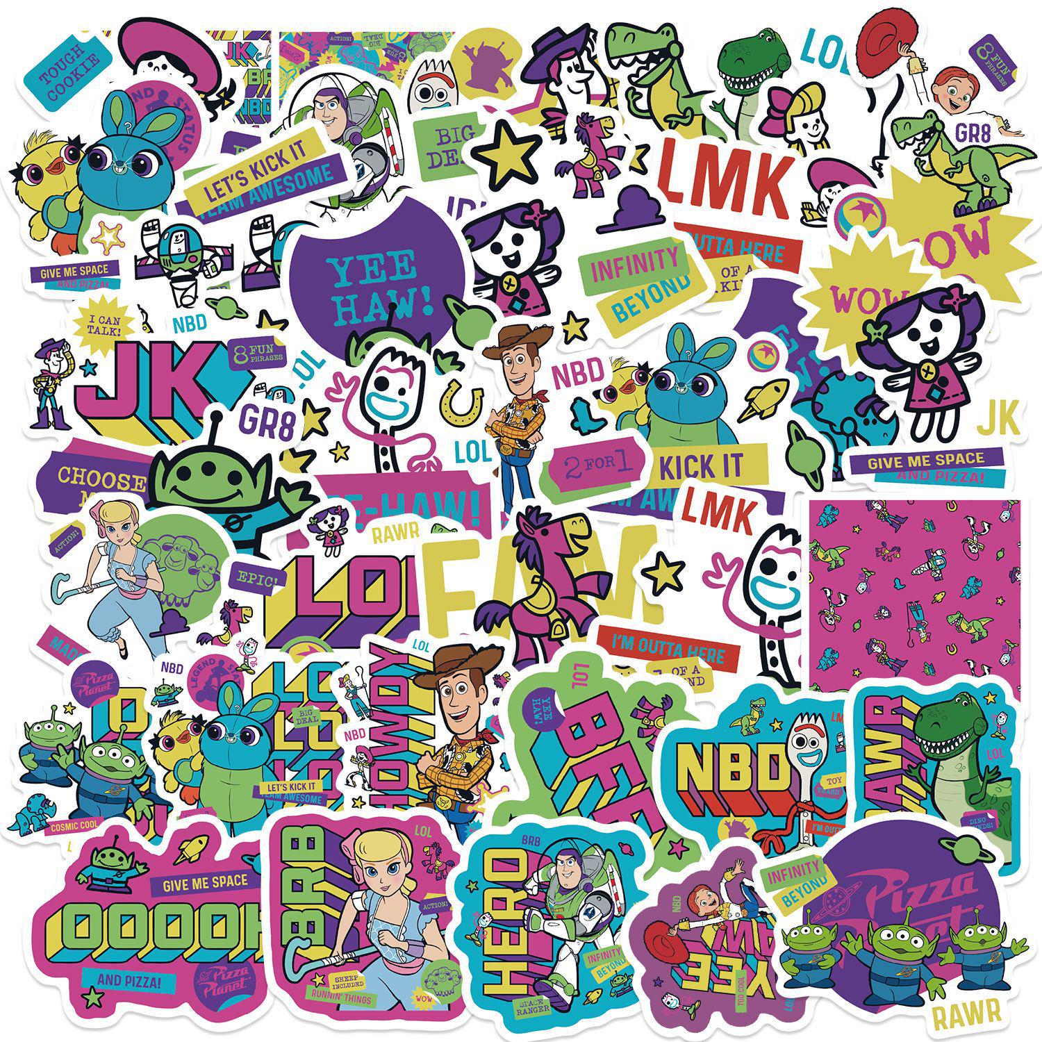 40 Sheets Toy Story Waterproof Stickers: Popular Cartoon Characters for Scrapbook Decoration, Self-Adhesive WTD042-XB