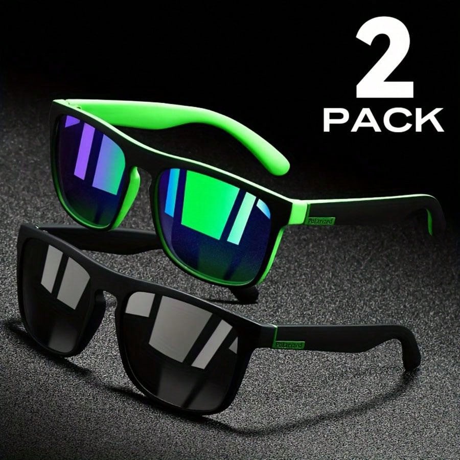 2pcs Square Polarized Sunglasses Anti Glare Sun Shades For Summer Party Vacation Travel Driving Fishing
