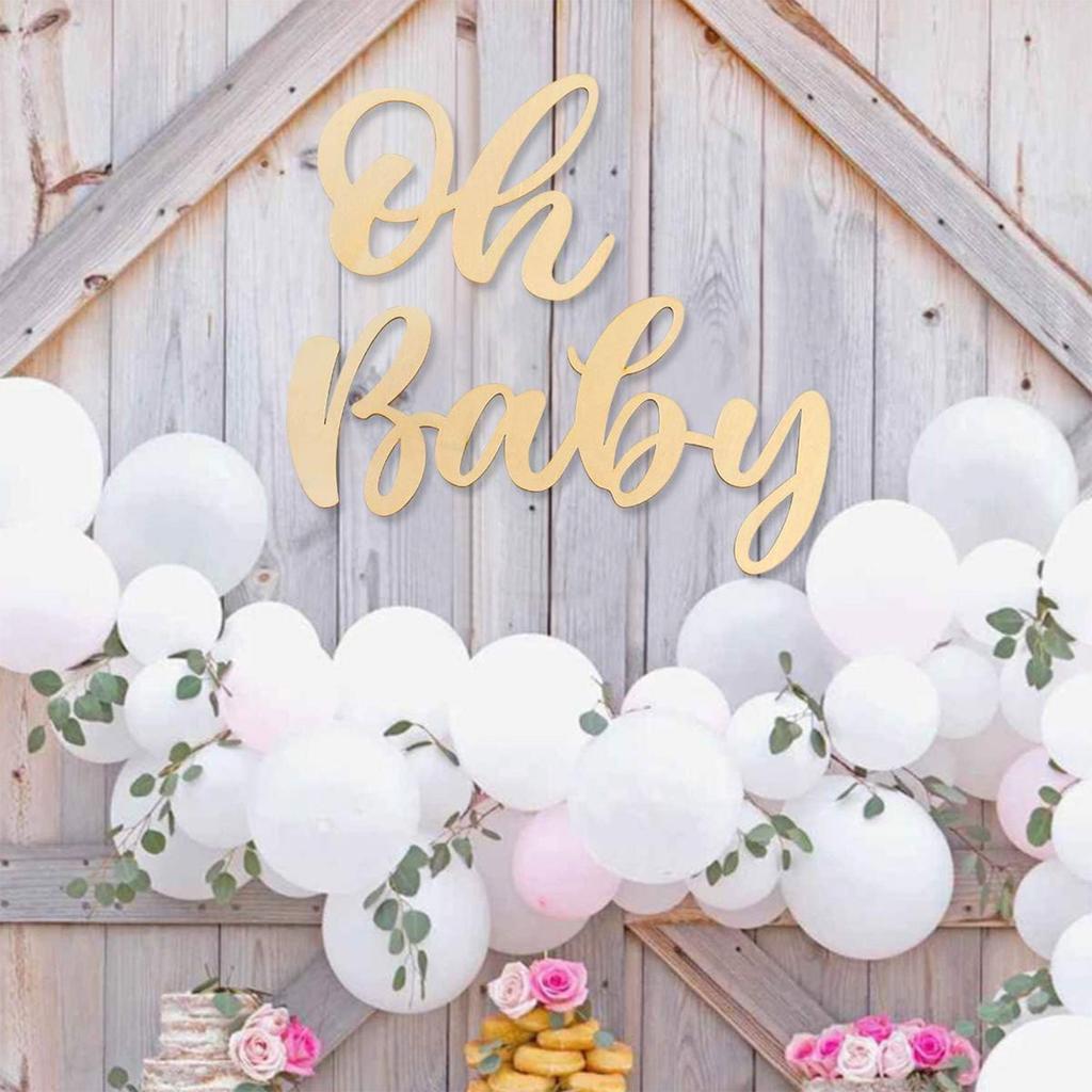 2pcs Wood Baby Sign Baby Shower Banner for 1st Birthday Backdrop Baby Party Banner Event Decorations for Gender Reveal Backdrop