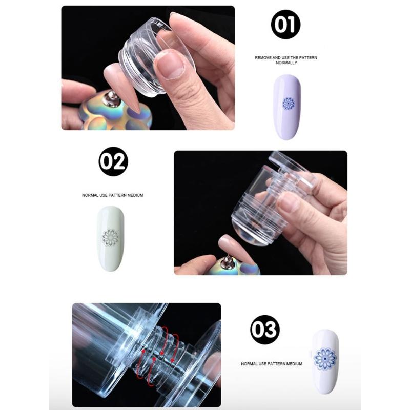 Nail Art Stamper Kit Rotatable Clear Nail Stamping Kit Jelly Stamper with Scrapers for French Manicure DIY Nail Designs