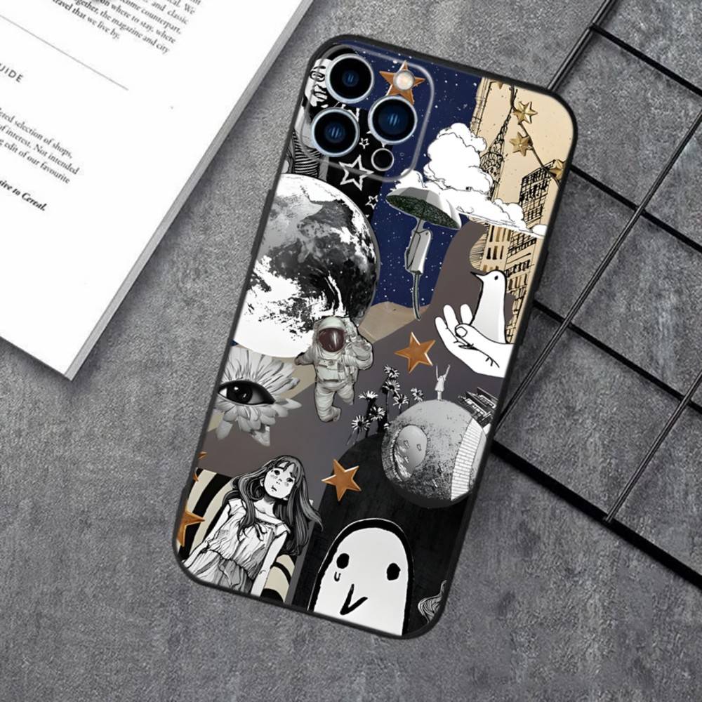 G-Goodnight P-Punpun Phone Case For iPhone 17,16,15,14,13,12,11,XS,XR,X,8,7,Pro,Max,Plus,Mini,Air,e Silicone Black Cover
