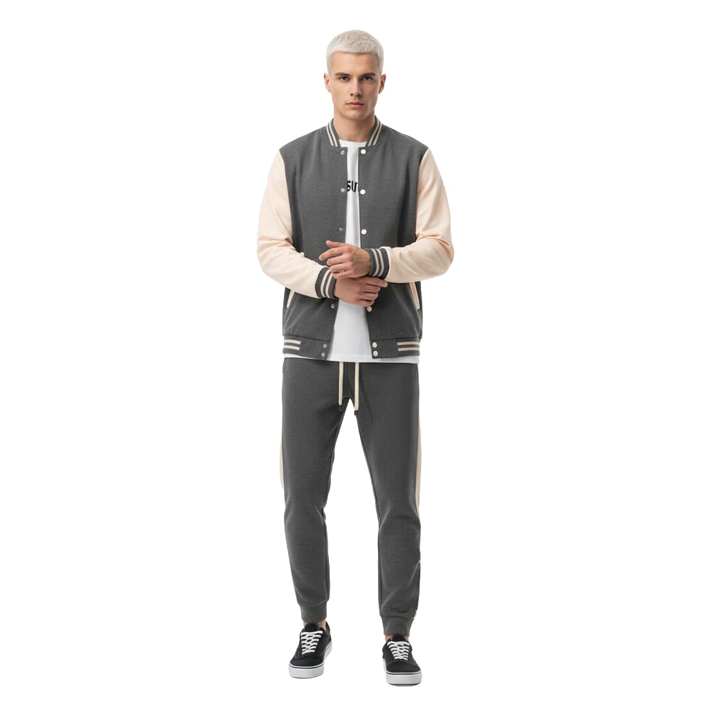 

Fitrarefly Stadium Tracksuit Long Sleeve and Casual Sportswear for Spring and Size M Men s Jacket-Style Set, Hoodie, Coat, Pants, Autumn, Gray, сірий колір