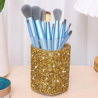 Cubo de Pinceles de Maquillaje Brillantes para Mujer Caja de Almacenamiento Cosmético Caja para Bolígrafos Contenedor de Pinceles de Maquillaje Caja de Almacenamiento para el Hogar
