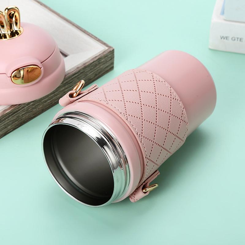 Stainless Steel 304 Bouncing Cover Vacuum Flask, Coffee Thermos Mug, Creative Girls Straw Thermos Cup, Water Bottle