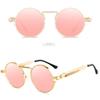 New Vintage Round Steampunk Sunglasses for Men Women Retro Metal Spring Leg Sun Glasses