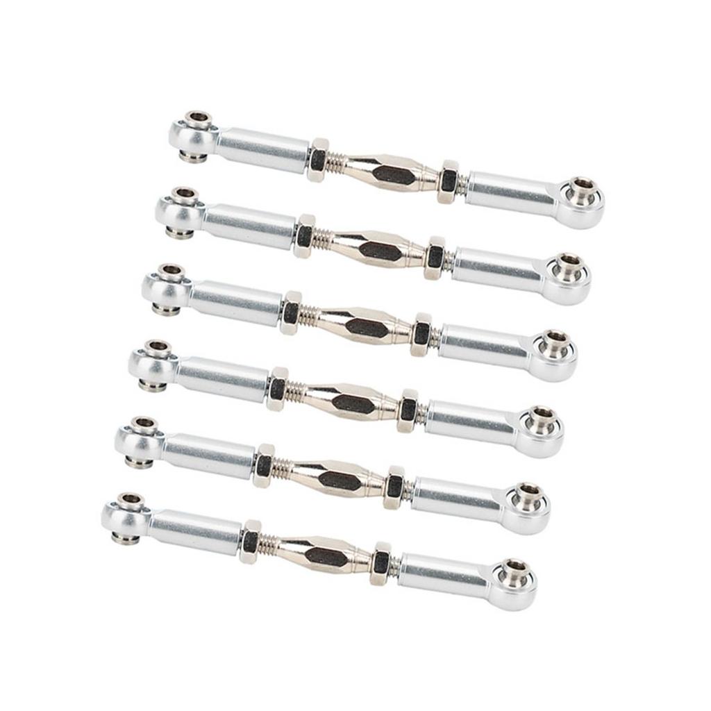 6Pcs Aluminum Alloy Adjustable Push RodsTurnbuckle Rod Linkage Accessories for RC Car Modelssilver