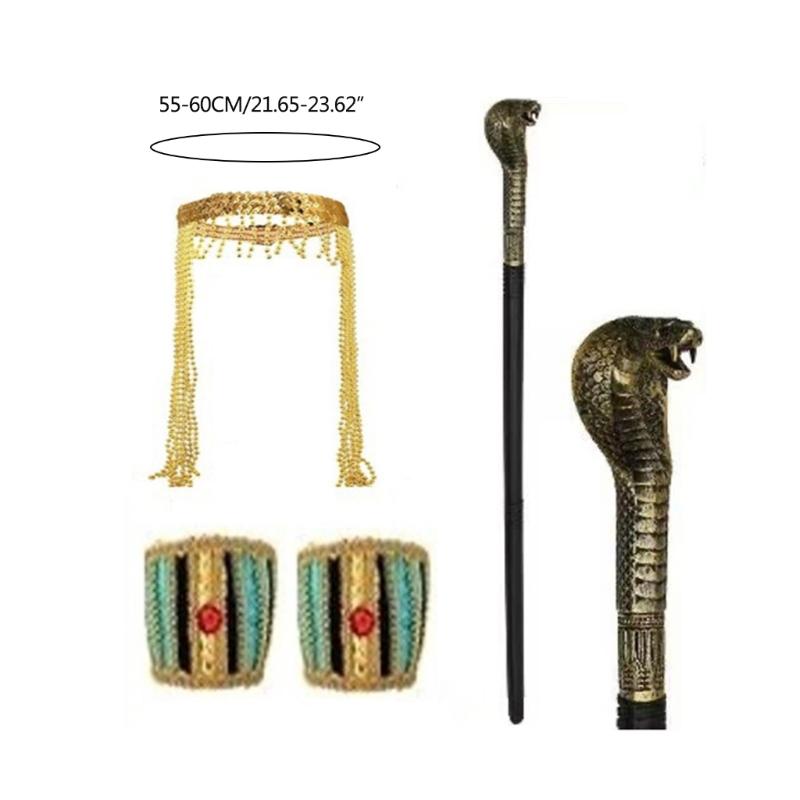 Pharaoh Hat Cosplay Headdress Sceptres Headwear for Girl Halloween Hair Hoop Cosplay Egyptian Snake Hair Hoop