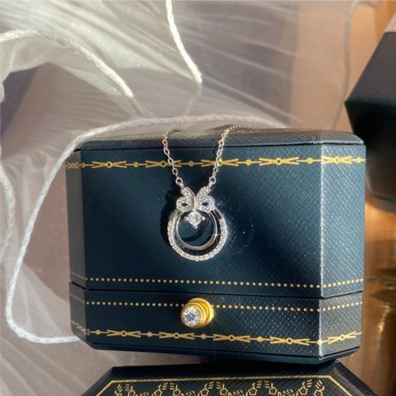 

ANENJERY круглое ожерелье с микровставкой из циркона с бантом для женщин, модное изысканное ювелирное изделие, вечерние цепочки с воротником серебряный