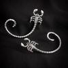 Hip Hop Personality Ancient Silver Metal Stereo Scorpion Bending Ear Contour Stud Earrings for Women Halloween Ear Hook Jewelry