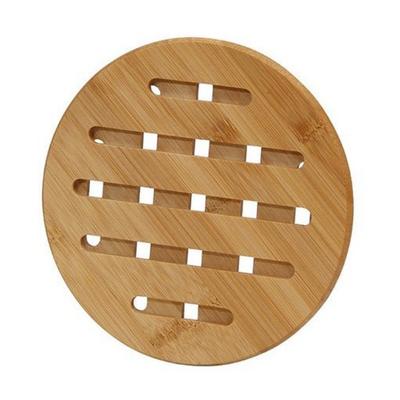2Pcs Japanese Style Bamboo Pot Holder Square/Round Stackable Drink Insulation Pad Anti-fouling Hollow Decorative Placemats