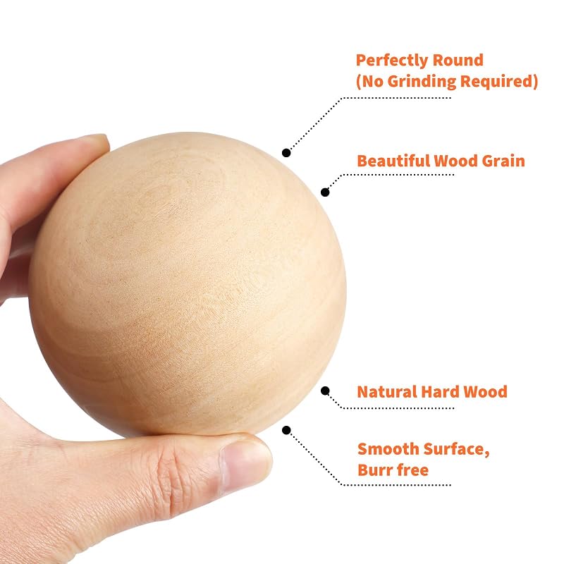 NOLITOY Wooden Balls, 9cm Diameter, Set of 2. Made from solid wood. Perfect for crafts, woodworking, DIY projects, tole painting, decorations,