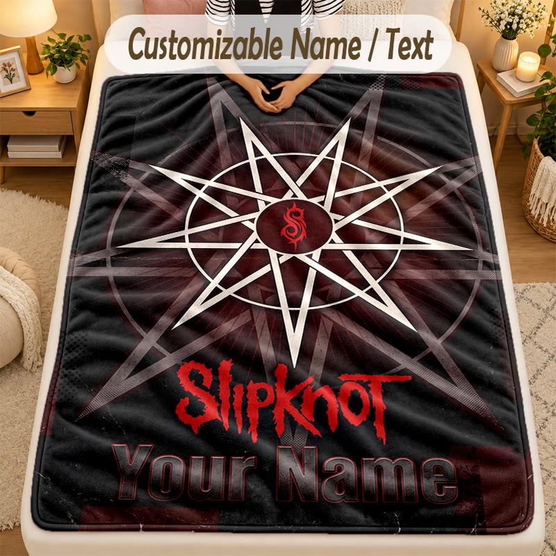 Flanell-DeckeSlipknot Benutzerdefinierter Name Text Personalisierte Weiche Warme Überwurfdecke Heimdekoration Geschenk