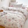 Class A Mother and Baby Grade Naked Sleeping Four-piece Set Fresh Washed Cotton Sheets Quilt Cover Bed Sheet Type Pure Cotton Three-piece Set