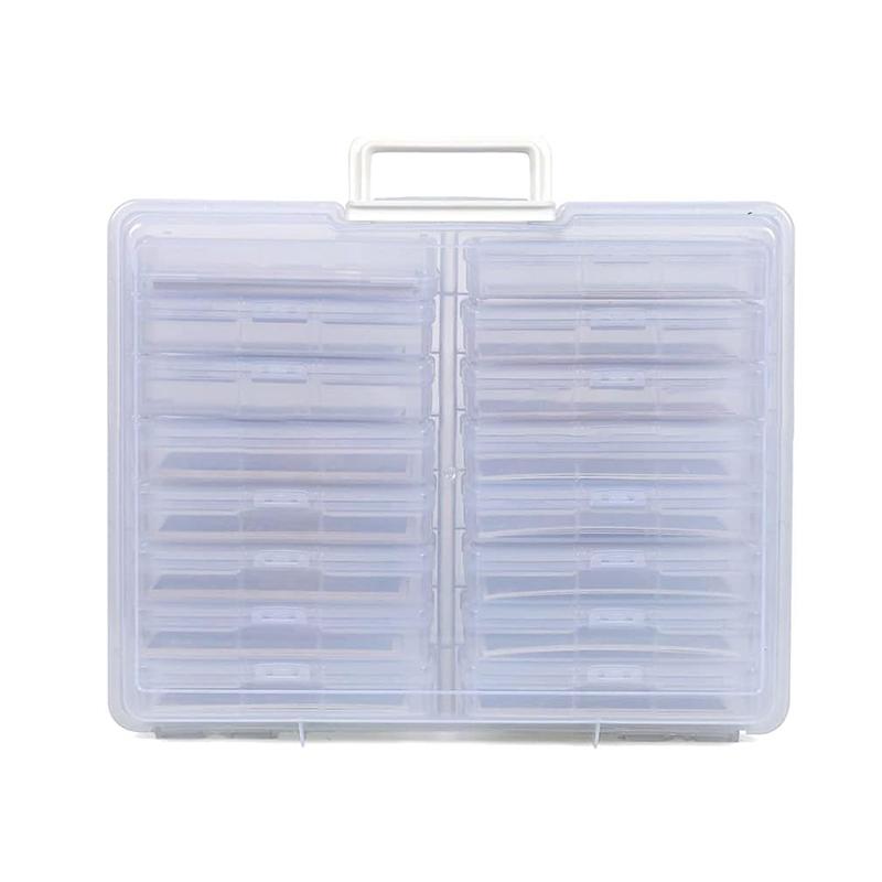 Transparent Photo Storage Box With Handle Photo Organizer Storage Container With 16 Inner Display Case For Pictures Arts Beads