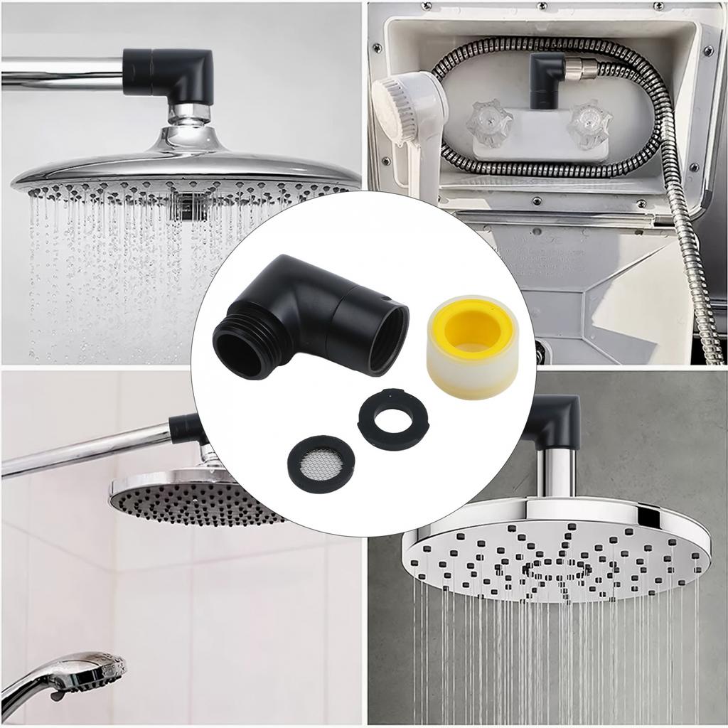 Enkel installasjon Svart dusjarmatur G1/2 Dusjtilkobling Dusjalbue