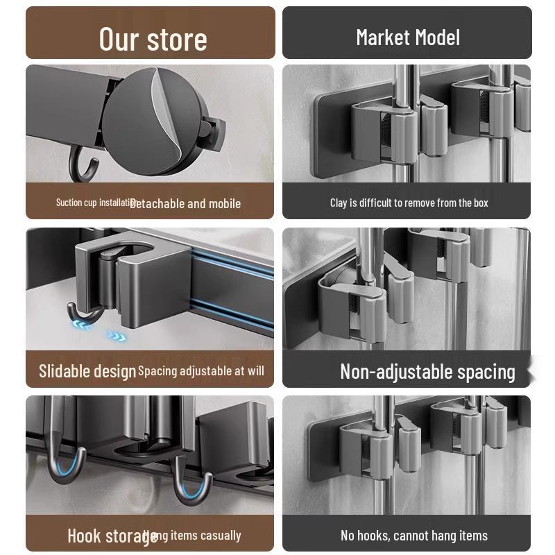 Bohrfreier Saugknopf Mop & Besen Wandclip