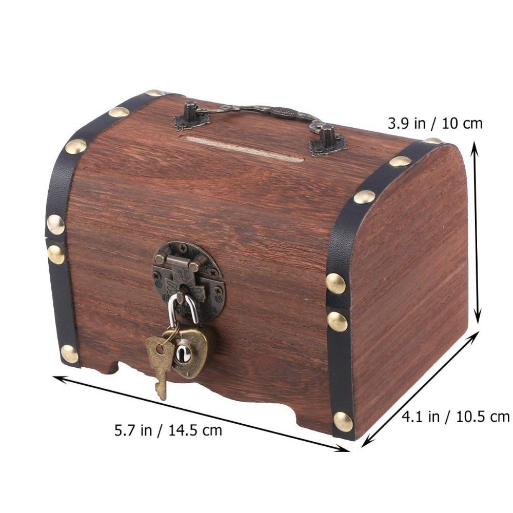 Wooden Piggy Bank With Security Lock Money Box Trendy Coin Bank  Home Decor