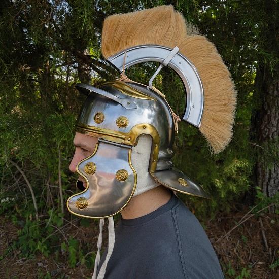 Set Of 2 Roman Empire Centurion Officer Helmet - Fully Functional 20 Gauge Steel Medieval Replica Costume Helmet