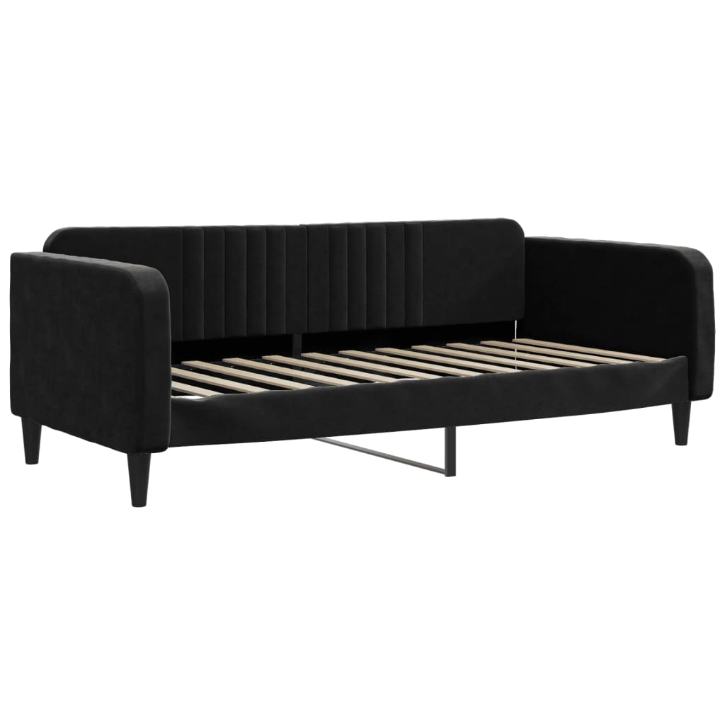 Vidaxl Sofa Z Materacem Do Spania, Czarna, 90X200 Cm, Aksamit