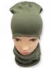 Cotton Hat + Scarf Set Size 56-62 Double Olive