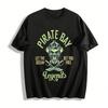 Vintage Piratenbucht Totenkopf Print Shirt Meereslegende Lässiges Oberteil Reines Baumwoll-T-Shirt