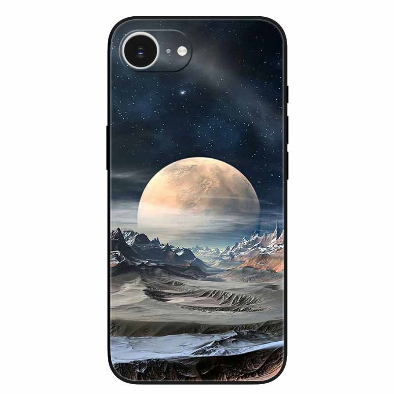 Schwarze Handyhülle Cover für Apple iPhone 16e Hüllen Gedruckte TPU Weiche Stoßfängerhülle für iPhone16e 16e 2025 Schutz Silikonhüllen