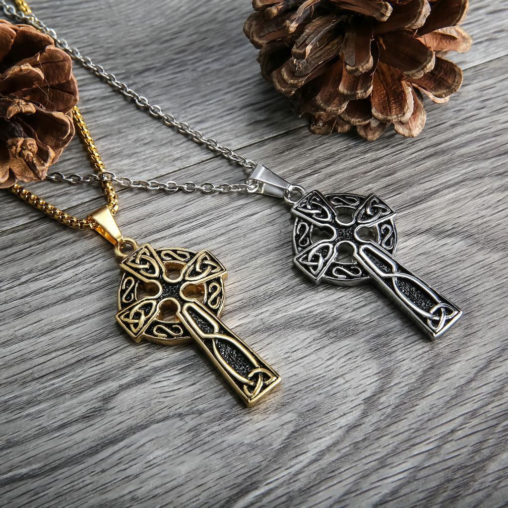 Listed Titanium Steel 65MM Celtic Cross Men's Pendant Gothic Style Stainless Steel Pendant
