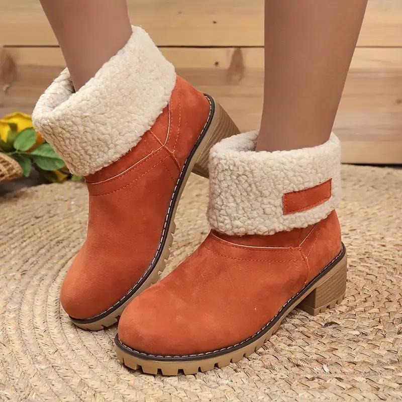 Winter Fashion Casual/Comfortable Fashion Boots Plus Velvet Warm Square Heel Round Toe Solid Color Women's Boots Knight Boots