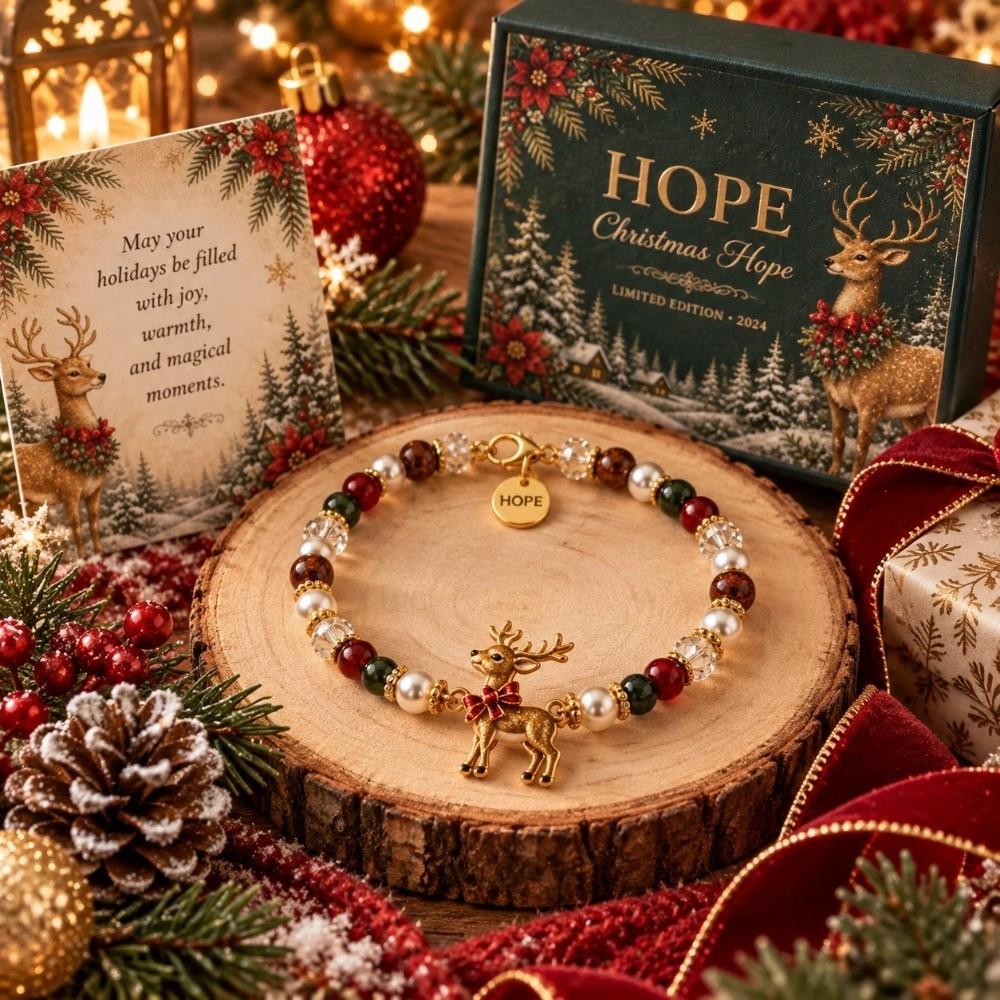 Santa Claus Crystal Beaded Bracelet Deer Women Bangle Christmas Themed Christmas Bracelets Girl