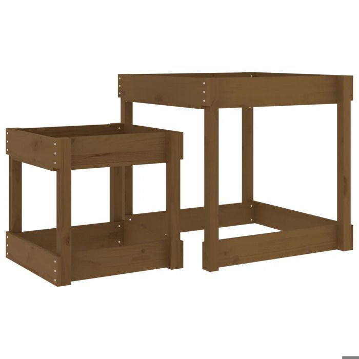 Table à sable - vidaXL - 2 tables en bois de pin massif - marron miel - extérieur - enfants