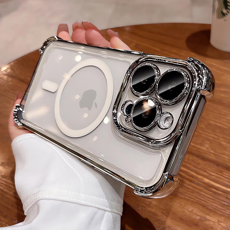 For Magsafe Shockproof Plating Phone Case For iPhone 16 15 14 13 12 11 Pro Max Plus Cover For Iphone 16 Pro Max Magnetic Cases