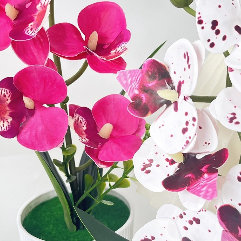 Pink Simulated Flower Butterfly Orchid Potted Artificial Faux Plants Indoor Decoration