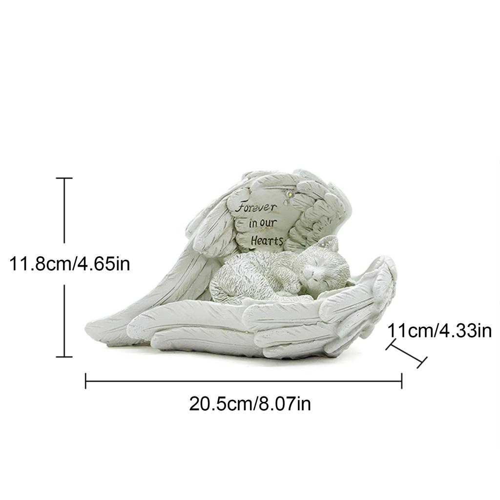 Engel Haustier Denkmal Statue mit Solarlicht Haustier Denkmal Gartenstatue Garten Friedhof Haustier Ornament für Verlorenes Haustier Grabstein Garten