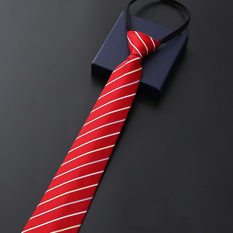 Elegant 8Cm Lazy Ties Blue Black Red Striped Men Shirt Business Dress Zipper Tie Neckties Accessories Wedding Groom