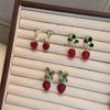 Sweet Cute 3D Resin Raspberry Drop Earrings for Women Enamel Green Leaves Red Strawberry Earring Girls Daily Wear Jewelry Gift