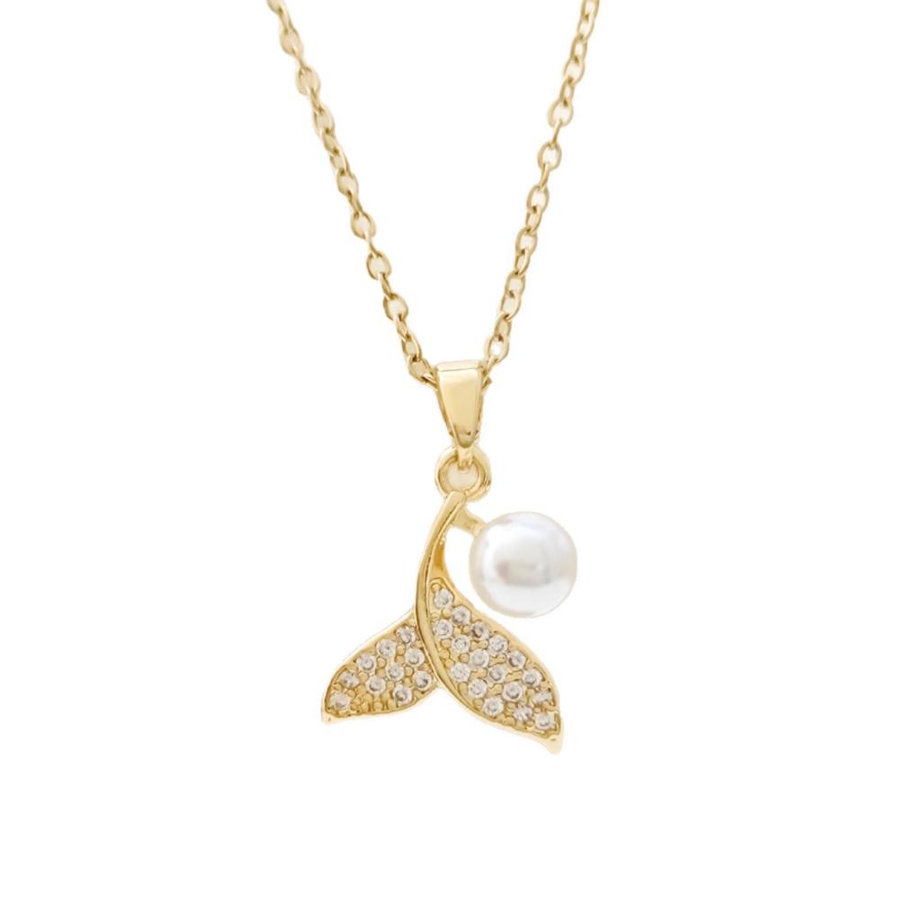 Baroque Faux Pearl Fishtail Necklace - Elegant Women's Clavicle Chain