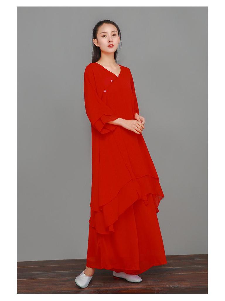 Women's Zen-Inspired Summer Hanfu Skirt - Retro Chinese Style