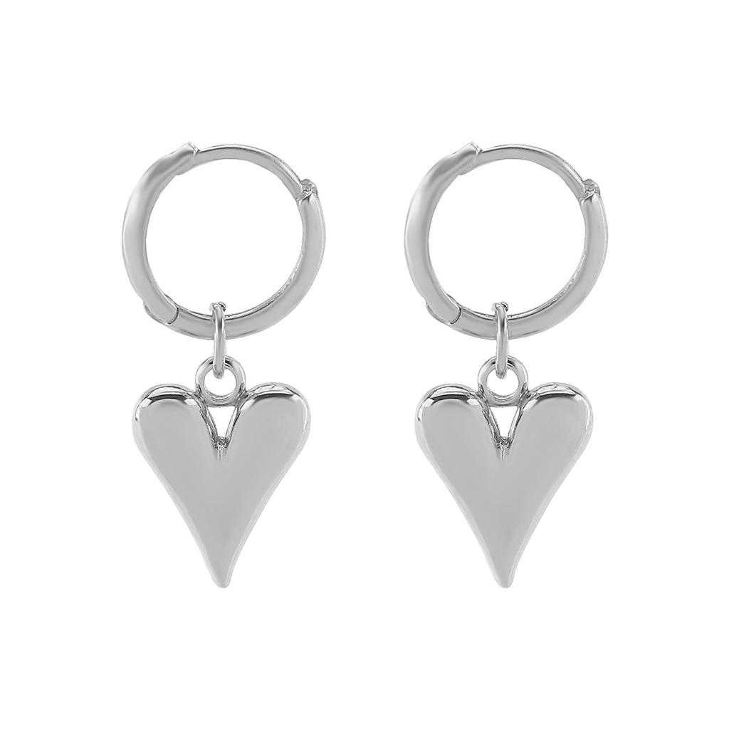 Creative Retro Alloy Love Pendant Earrings, Fashionable Temperament Heart-shaped Stacked Chain Necklace