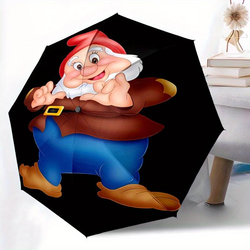1pc Snow White Happy Dwarf Automatic Open/CloseUmbrella-CuteUmbrella with Cute Design, Portable 3-Fold Compact Umbrella for Men & Women, Val