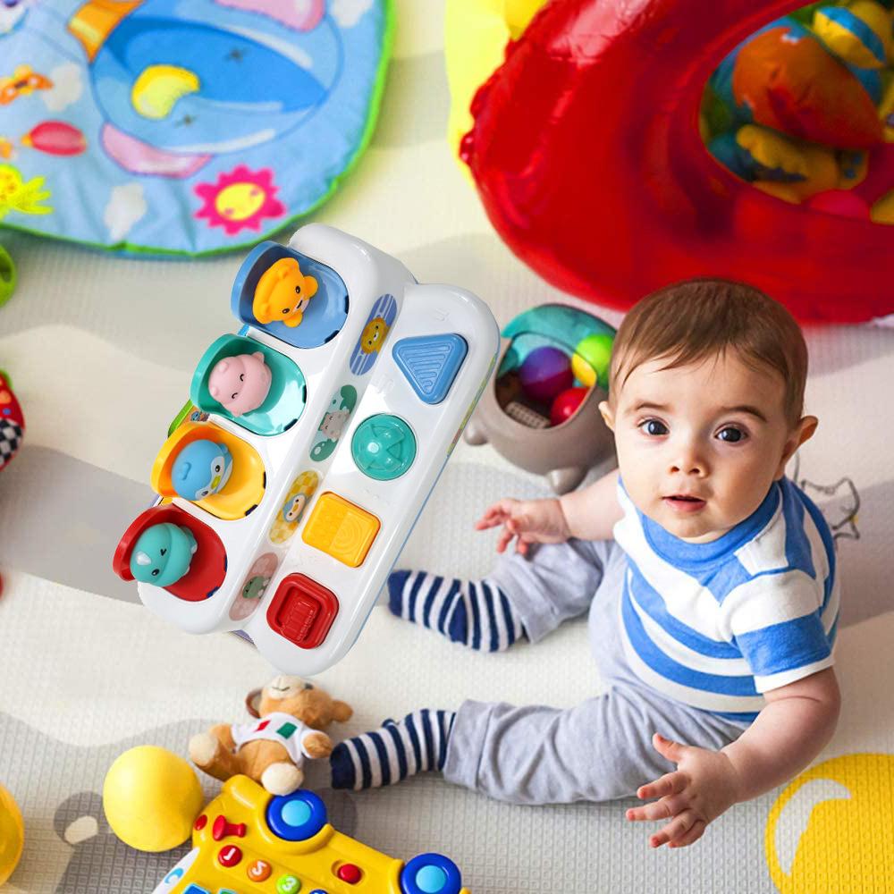 Baby Toys 6 18 Months Pop Up Activity Animals Toy Hide and Seek Game Fine Motor Skill Hand-eye Coordination Interactive Kids Toy