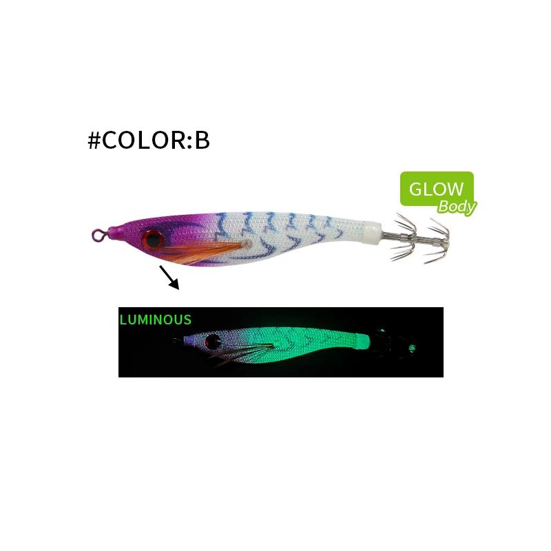 99mm Floating Luminous Squid Jig Topwater Artificial Lure for Saltwater Squid Fishing Glow Night Bait with Feathered Hooks
