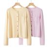 2025 Pure Cashmere Women's 7-Gauge Thickened Round Neck Short Cardigan - Sweet & Versatile Sweater Fashion