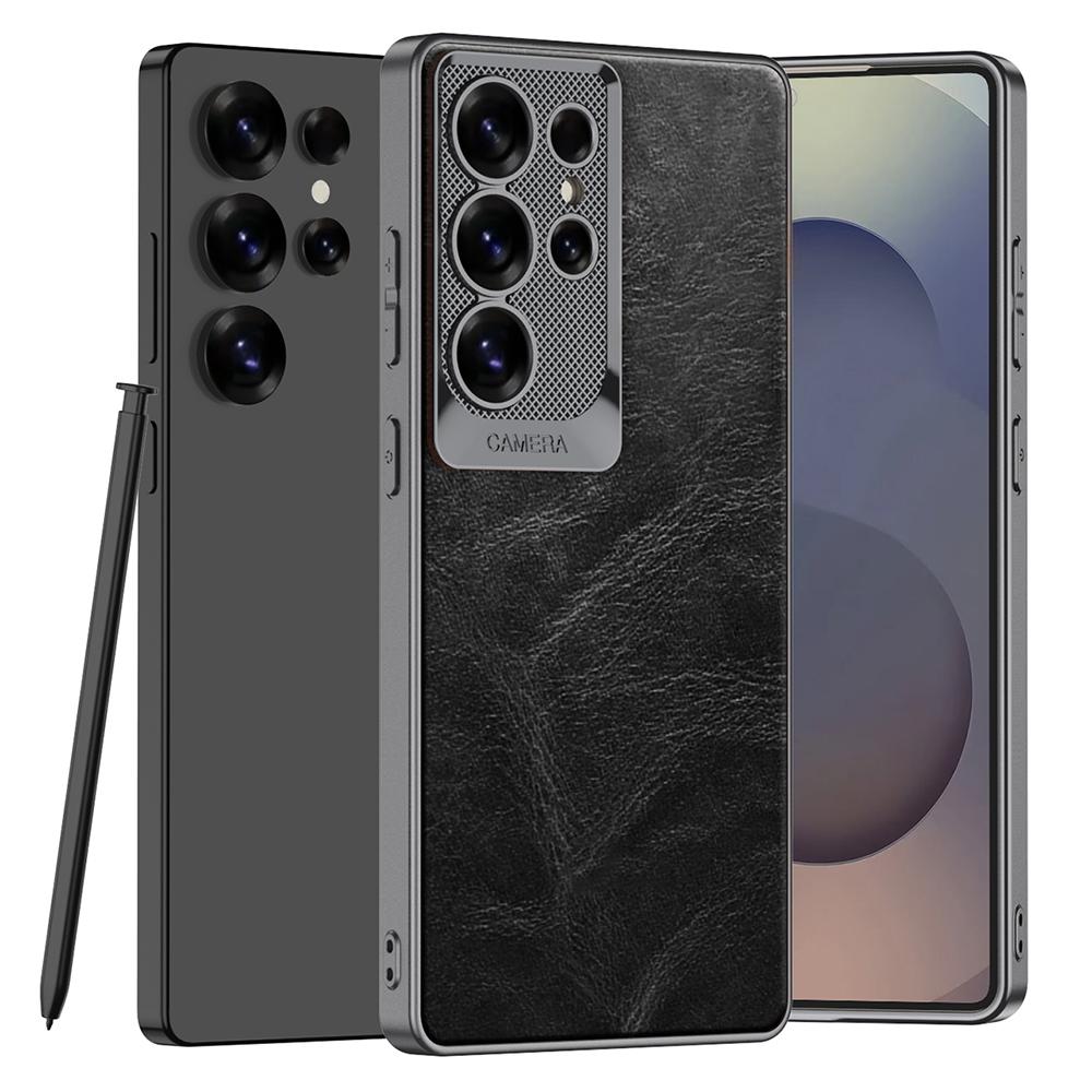 Pro pouzdro Samsung Galaxy S25 Ultra Odolné proti pádu Texturované Voskované PU kůží Potažené PC Kryt na telefon