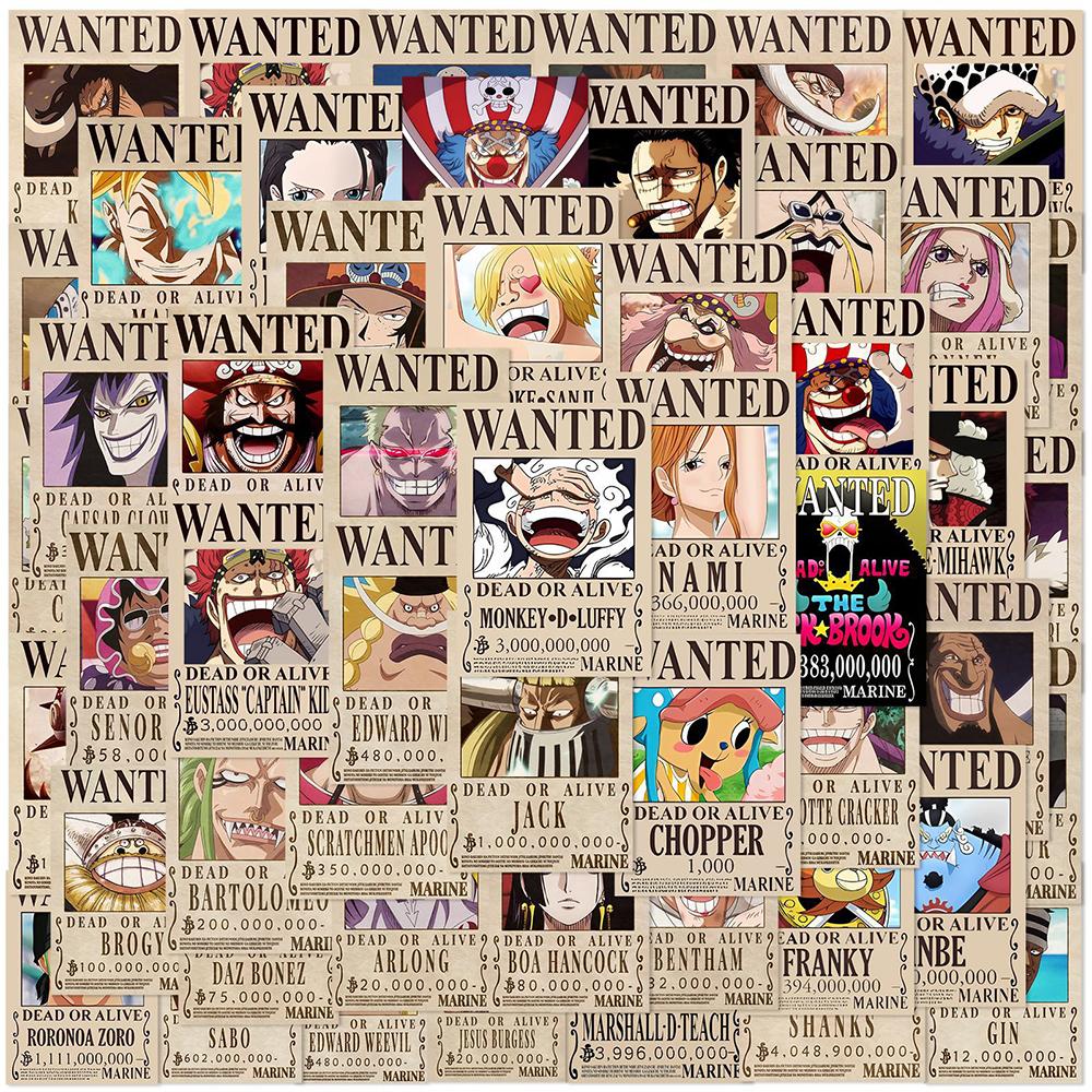 50/100pcs ONE PIECE Anime Stickers Cool Cartoon Decals Kid Toy DIY Stationery Suitcase Car Bike Waterproof Classic Manga Sticker